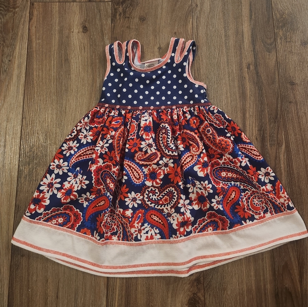 Jessica Ann Paisley Red, White, & Blue‎ Sleeveless Dress - Size 3T